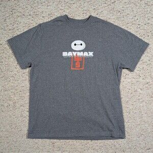 Disney Store Asia Big Hero 6 Baymax T-Shirt Mens LARGE Gray 2-Sided Tee